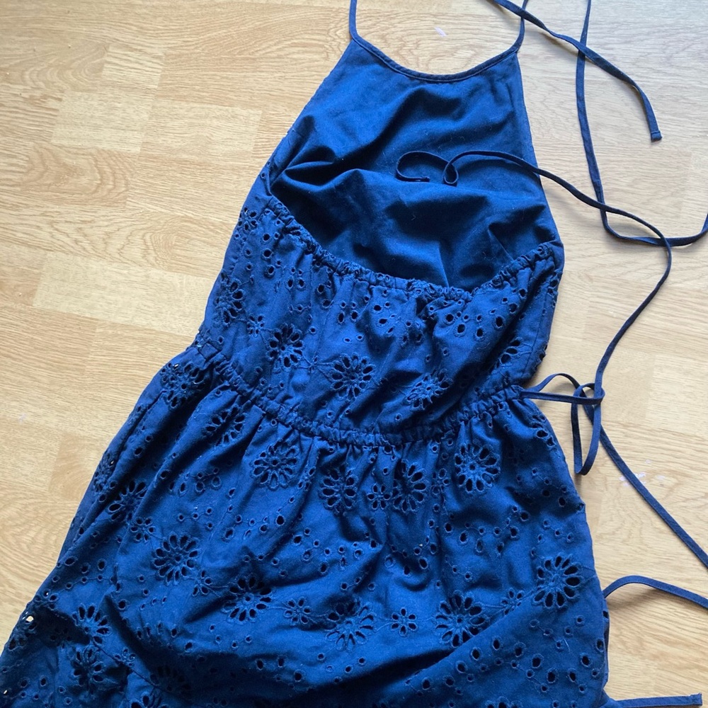 NWOT Time and Tru Navy Blue Eyelet Dress - Picture 5 of 6